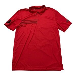 NWT Adidas Golf Men's Large Red 3-Stripe Stretch Polo Shirt